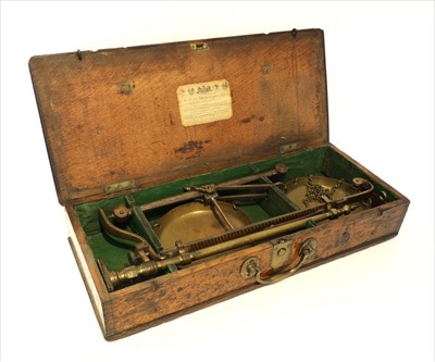 Lot 1027 - An oak cased balance scale