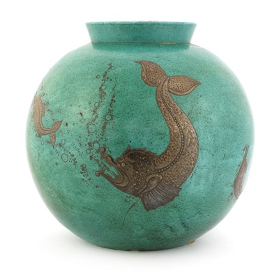 Lot 240 - A large Gustavsberg 'Argenta' ware vase