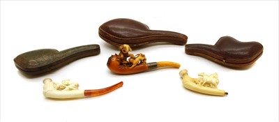 Lot 42 - Three figural meershaum pipes