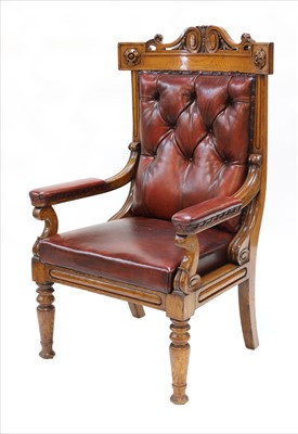 Lot 833 - A William IV oak library armchair