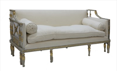Lot 735 - A Swedish grey and gilt-painted settee