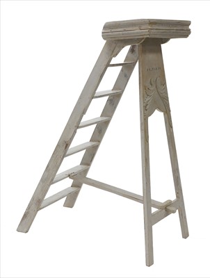 Lot 760 - A set of French grey painted studio steps