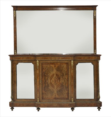 Lot 894 - A Victorian walnut, amboyna and inlaid breakfront credenza