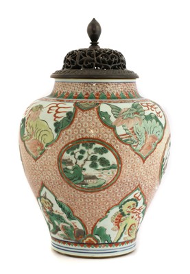 Lot 49 - A Chinese wucai jar