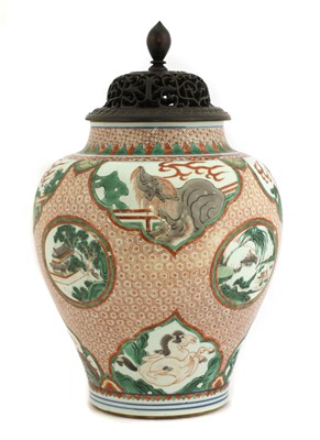Lot 49 - A Chinese wucai jar