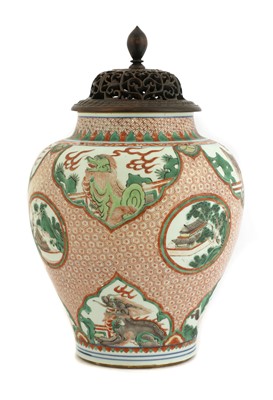 Lot 49 - A Chinese wucai jar