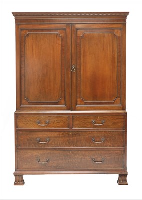 Lot 843 - A figured mahogany press cupboard