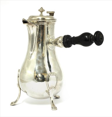 Lot 53 - An 18th century French silver pear-shaped coffee pot