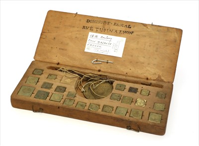 Lot 1071 - A French beech cased coin scale