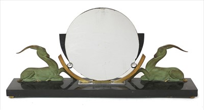 Lot 204 - An Art Deco patinated bronze mounted mirror