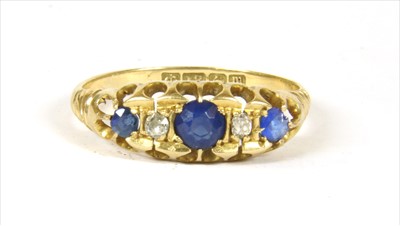 Lot 8 - An 18ct gold sapphire and diamond ring