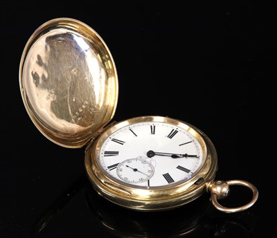 Lot 338 - An 18ct gold key wound hunter pocket watch