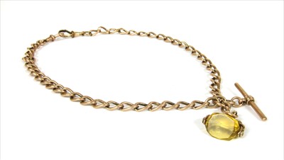 Lot 128 - A gold hollow curb link Albert chain