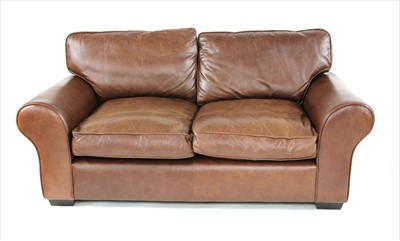 Lot 467A - A Laura Ashley 'Bradford' brown vintage leather two seater sofa