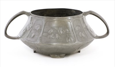 Lot 24 - An Orivit pewter twin-handled bowl