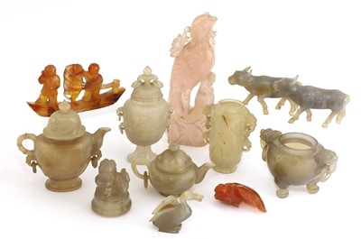 Lot 179 - A Chinese rose quartz phoenix