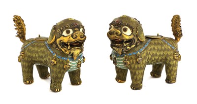 Lot 182 - A pair of Chinese cloisonné enamel censers