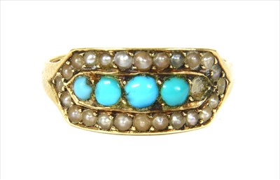 Lot 12 - A Victorian gold turquoise and split pearl ring