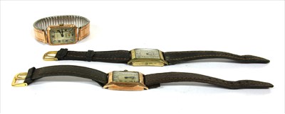 Lot 84 - An Art Deco 9ct gold mechanical strap watch