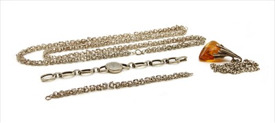 Lot 86 - A pair of silver spherical link chains