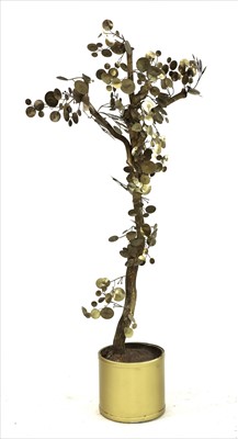 Lot 436 - A contemporary brass finish tree sculpture
