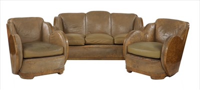 Lot 119 - An Art Deco walnut cloud suite