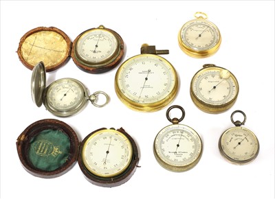 Lot 218 - Seven pocket aneroid barometers