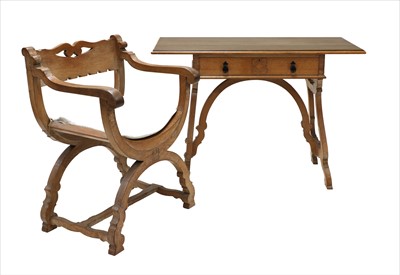 Lot 226 - An oak throne chair