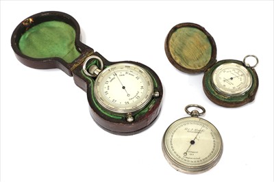 Lot 229 - Three silver-cased pocket aneroid barometers