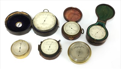 Lot 226 - Six pocket aneroid barometers