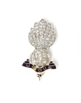 Lot 173 - A gold and platinum, diamond and enamel Royal Artillery military sweetheart brooch