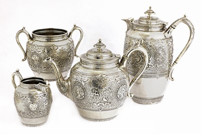 Lot 66 - A Scottish silver four-piece tea set