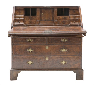 Lot 606 - A good George II strung walnut two-section bureau