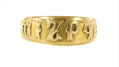 Lot 7 - A Victorian gold Mizpah ring