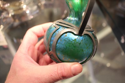 Lot 85 - A Loetz pewter-mounted vase