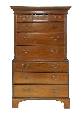 Lot 919 - A George III oak chest on chest