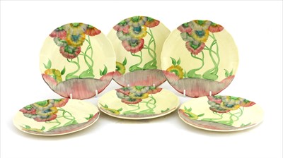 Lot 161 - Six Clarice Cliff 'Rhodanthe' side plates