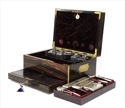 Lot 88 - A coromandel and brass-bound dressing box