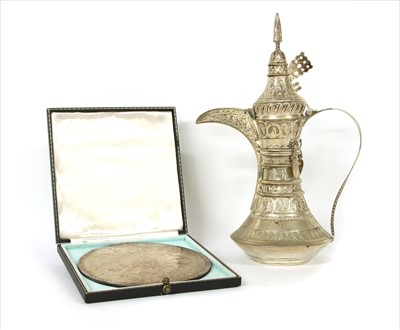 Lot 129 - A modern silver Dallah coffee pot