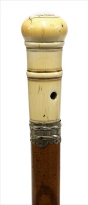 Lot 171 - A turned ivory pomander walking stick 