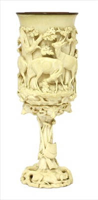 Lot 215 - An ivory hunting goblet