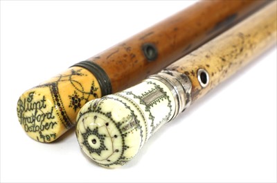 Lot 170 - Two piqué work walking sticks