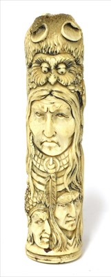 Lot 165 - A North American carved antler handle