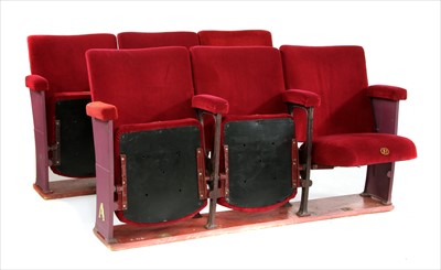 Lot 165 - TWO SETS OF THREE THEATRE SEATS