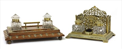 Lot 119 - A Victorian oak and brass-bound desk stand