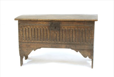 Lot 397 - An oak six-plank coffer