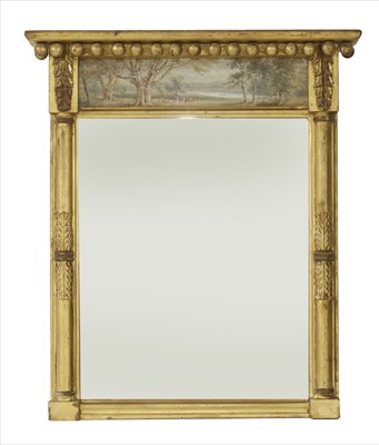 Lot 932 - A gilt overmantel mirror