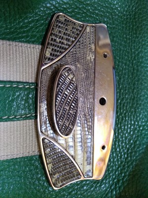 Lot 53 - A Prada green leather shoulder bag