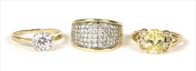 Lot 38 - Two 14ct gold cubic zirconia rings
