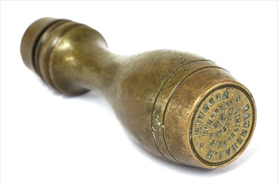 Lot 100 - A brass combination wax seal stamp